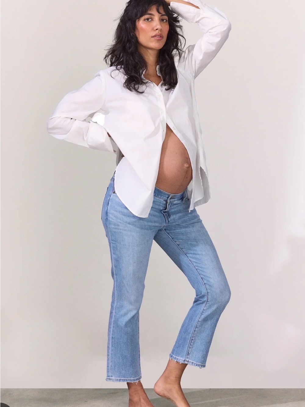 Hatch Light Blue Cropped Maternity Jeans 25